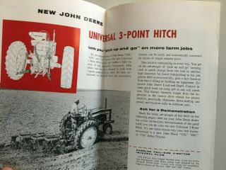 John Deere 520 620 720 Universal 3 - Point Hitch Brochure Mailer (1956 - 1958?)