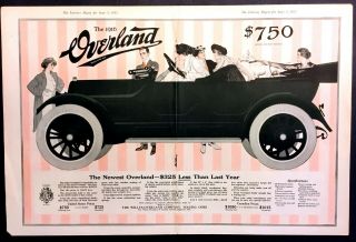 1915 Print Ad Willys Overland Automobile Car – Coles Phillips 2 - Page Centerfdold