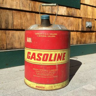 Vintage 5 Gallon Metal Gas Can Huffy Antique Gasoline Can