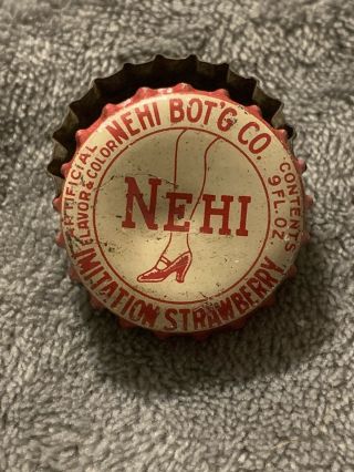 Vintage Nehi Imitation Strawberry Soda Bottle Cap Cork Lined Lady’s Leg