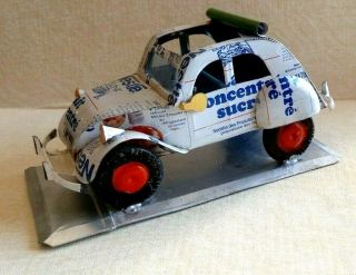 Handmade Car 2cv Citroen Made From Recycled Nestle Milk Tin Cans Folk Art Toy