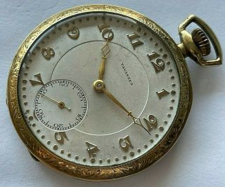 12s - Antique 14 Karat Gold Fi.  Tavannes Swiss Hand Winding Pocket Watch
