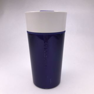 Starbucks Metallic Purple White Ceramic Travel Tumbler Mug Lid 12 oz 2015 2