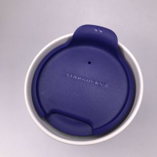 Starbucks Metallic Purple White Ceramic Travel Tumbler Mug Lid 12 oz 2015 3