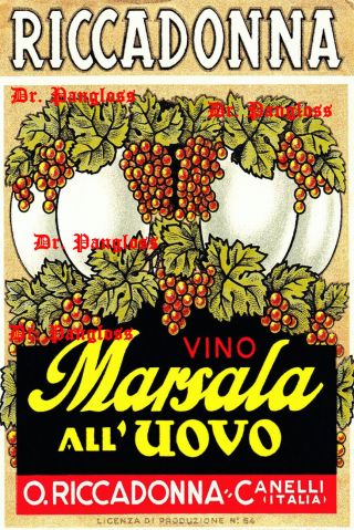 Vintage Riccadonna Vino Marsala Italian Wine Poster,  Resaurant,  Wine Bar Decor.
