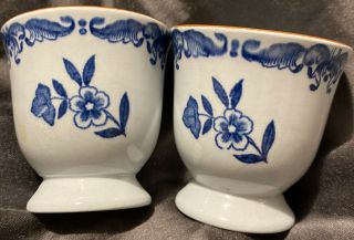 Rorfrand Sweden Vintage Egg Cups Blue Floral