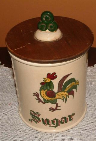 Metlox Poppytrail California Provincial Sugar Canister (red/green Rooster)