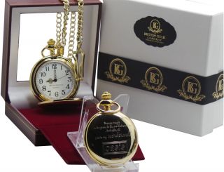 Oasis Signed Liam Noel Gallagher Gold Pocket Watch Luxury Gift Case 24k Plated