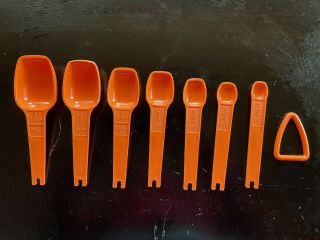Vintage Orange Tupperware Measuring Spoons Set Of 7 With Ring