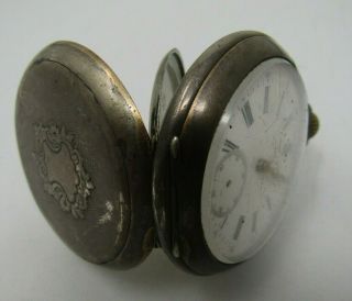 Antique Swiss.  800 Silver Swiss Pocket Watch W/ Silver Hallmarks Needs Service /
