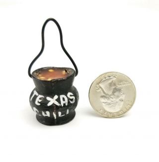 Miniature Cooking Kettle Pot W/ Handle Steel Or Cast Iron Texas Chili With Beans