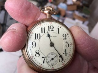 Antique South Bend pocket watch gold plated 17 jewels 16s open face grade 211 2