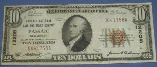 Series 1929 Passaic,  Nj $10 Ten Dollar National Bank Note