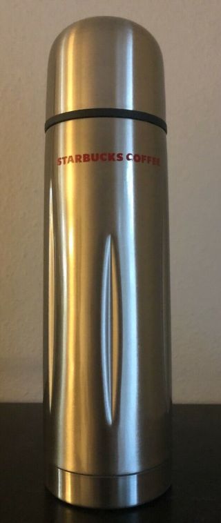 Starbucks 2006 Stainless Steel 14 Oz.  Thermos Bottle With Red Branding