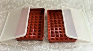 (2) Tupperware Hot Dog Bacon Meat Marinade Keeper Container Orange 1292 - 7