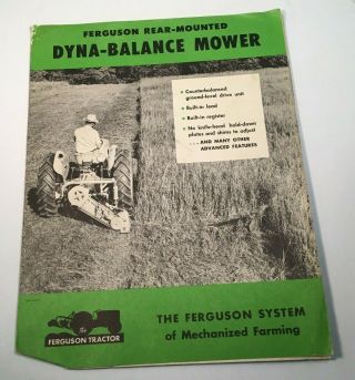 Ferguson Rear Mounted Dyna Balance Mower Tractor Farm Equipment Brochure,  1950 