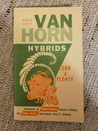 1962 Van Horn Hybrids Seed Corn Farm Note Book From La Place,  Illinois