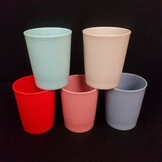 Vintage Tupperware Cups 1251 6 Oz Juice Tumblers Blue Pink Grey Orange Aqua