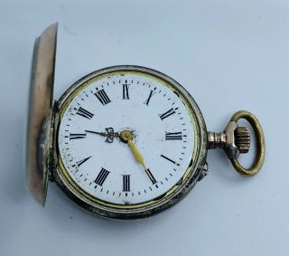 Antique Late 19th Century 800 Silver Pery Watch Co Hunter Pocket Watch