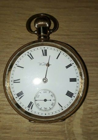 Antique Waltham Open Faced Pocket Watch.  14ct Gold Plated Case