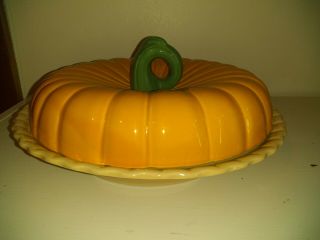 Pumpkin Pie Plate With Lid or cover And Recipe 1990 glass LTD Commodities 2
