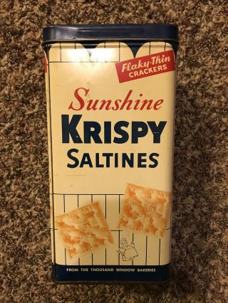 Vintage Sunshine Krispy Saltine Crackers Tin