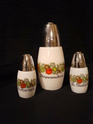 Vintage Salt N Pepper Shaker And Salad Dressing Dispenser Vegtable Design