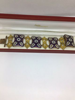 Fabulous Antique Victorian Pinchbeck - Enamel Link Bracelet