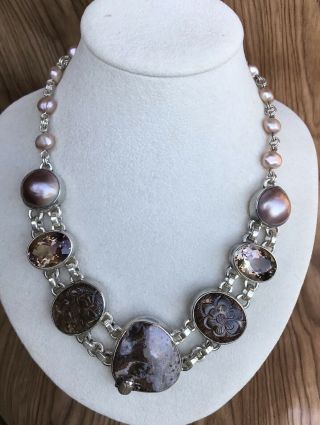 Stephen Dweck S/s Pearl Quartz & Boulder Opal Ooak Collar Necklace