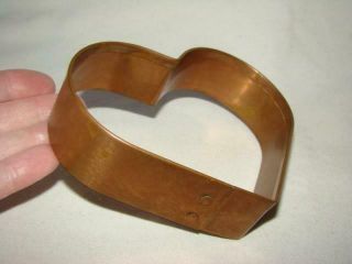 Vintage Large 5 - 1/4 " Folk Art Heart Hand Made Copper Cookie Cutter