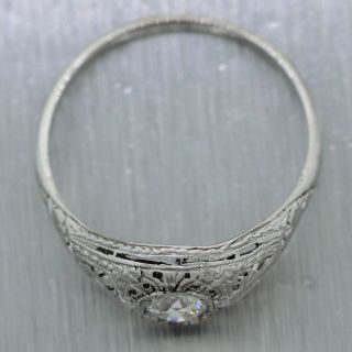 1930 ' s Antique Art Deco Platinum 0.  33ctw Old Mine Cut Diamond Filigree Ring 6