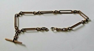Vintage English 9ct 9k Solid Rose Gold Albert Watch Chain Necklace 13 1/4 ",  31gr