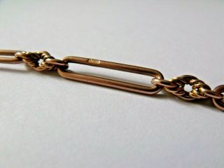 Vintage English 9ct 9k Solid Rose Gold Albert Watch Chain Necklace 13 1/4 