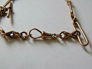 Vintage English 9ct 9k Solid Rose Gold Albert Watch Chain Necklace 13 1/4 