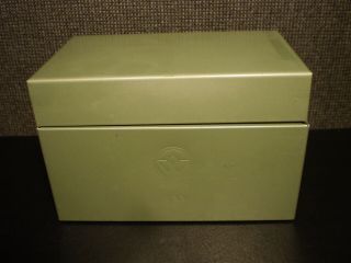Vintage Weis No 533 Metal Index Card Box Recipe,  Olive Green