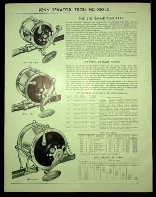 1939 Penn Fishing Reels Print Ad Old Fishing Reels