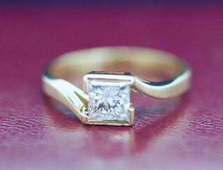 Vintage Antique Jewelry Gold Ring Natural Diamonds Princess Cut Jewellery N1/2