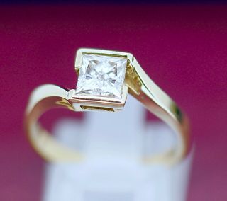 Vintage Antique Jewelry Gold Ring Natural Diamonds Princess Cut Jewellery N1/2 3