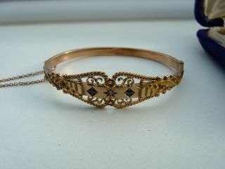 Antique Ornate 9ct Gold Bangle Chester 1905 8.  7 Grams
