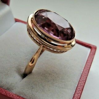 Wonderful Vintage Soviet Russian 583,  Rose Gold Ring With Alexandrite Size 9.  5