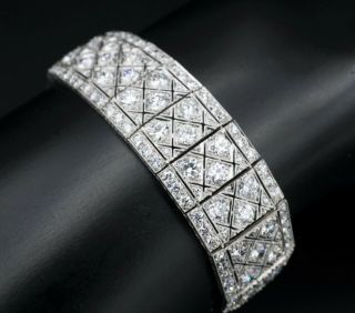 Authentic 1920s Tiffany Art Deco Platinum 14 Carat Diamond Bracelet 6.  25 " Bg573