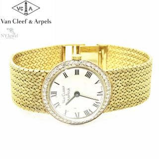 Nyjewel Van Cleef & Arpels Vca 14k Solid Yellow Gold Diamond Ladies Womens Watch