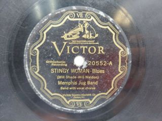 Blues Memphis Jug Band 1st Record Vic 20552 Stingy Woman Sun Brimmer G/G, 3