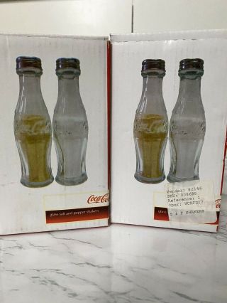 Vintage Coca Cola Glass Coke Bottle Salt & Pepper Shakers Set
