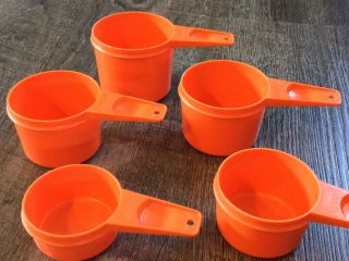 Set Of 6 Vintage Tupperware Measuring Cups Orange 2