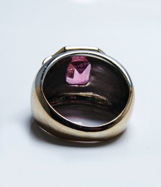 Vintage Pink Tourmaline Diamond Ring 18K White Gold Italy Heavy Estate 4