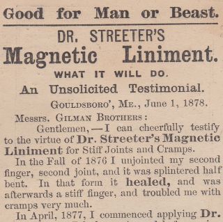 DR.  STREETER ' S MAGNETIC LINIMENT,  PUZZLE TRADE CARD,  FOR MAN OR BEAST V1101 3