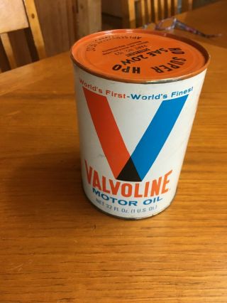 Vintage Valvoline Motor Oil Can - Nos Full Can Hpo Sae 20w