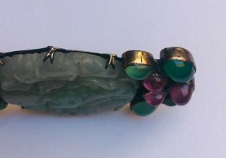 Mary Thew Arts and Crafts Movement brooch sterling/jade/semi - precious stones 3