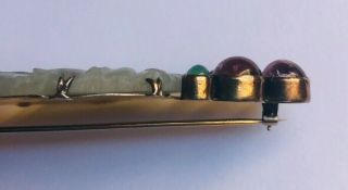 Mary Thew Arts and Crafts Movement brooch sterling/jade/semi - precious stones 4